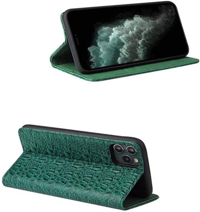 Housse iPhone 12 Pro antichoc avec porte-carte vert crocodile