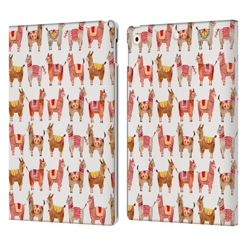 Étui portefeuille cuir iPad 10.2 imprimé Alpaga Cat Coquillette avec fentes cartes intégrées
