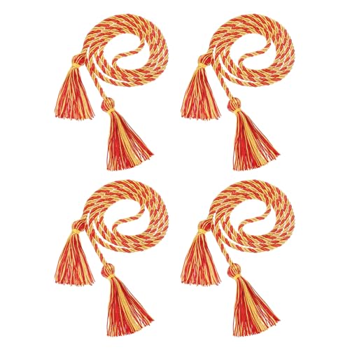uxcell 4 Pcs Graduation Cords, Graduation Tassel Honor Cords, 2025 Graduation Honor Cord with Tassel, Braided Cords for Graduation Bachelor Gown Sewing, Gold+Red