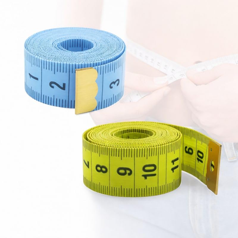 Kit com 2 Unidades 150 cm Fita Métrica Flexível de Alfaiate, Enrolável para Costura e Medidas Corporais Cores Sortidas
