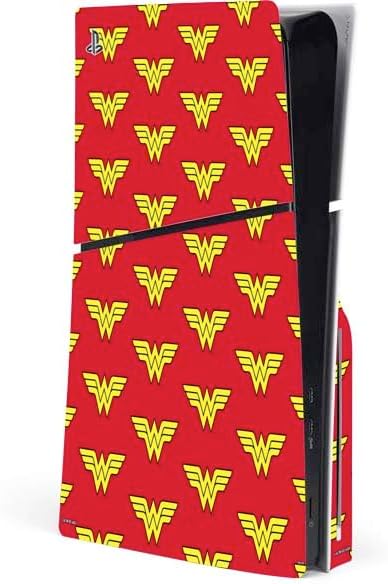 Skinit Decal Gaming Skin Compatible with PS5 Slim Disk Console - Officially Licensed DC Comics Wonder Woman Ready to Fight Design