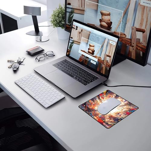 Image of Ant Esports Volcano Unique Square Mousepad (450*400*3MM) Gaming Mousepad Extended Mouse Mat for Mouse with Stitched Edges Waterproof Non-Slip Base Mousepads for Office Home Shop Gaming Rainbow Colour