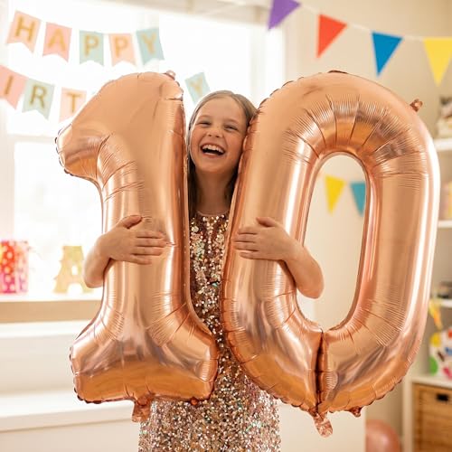Image of Number 10 Balloon Foil Mylar Balloons for Birthday Party Decoration (Orange, 40 Inch)