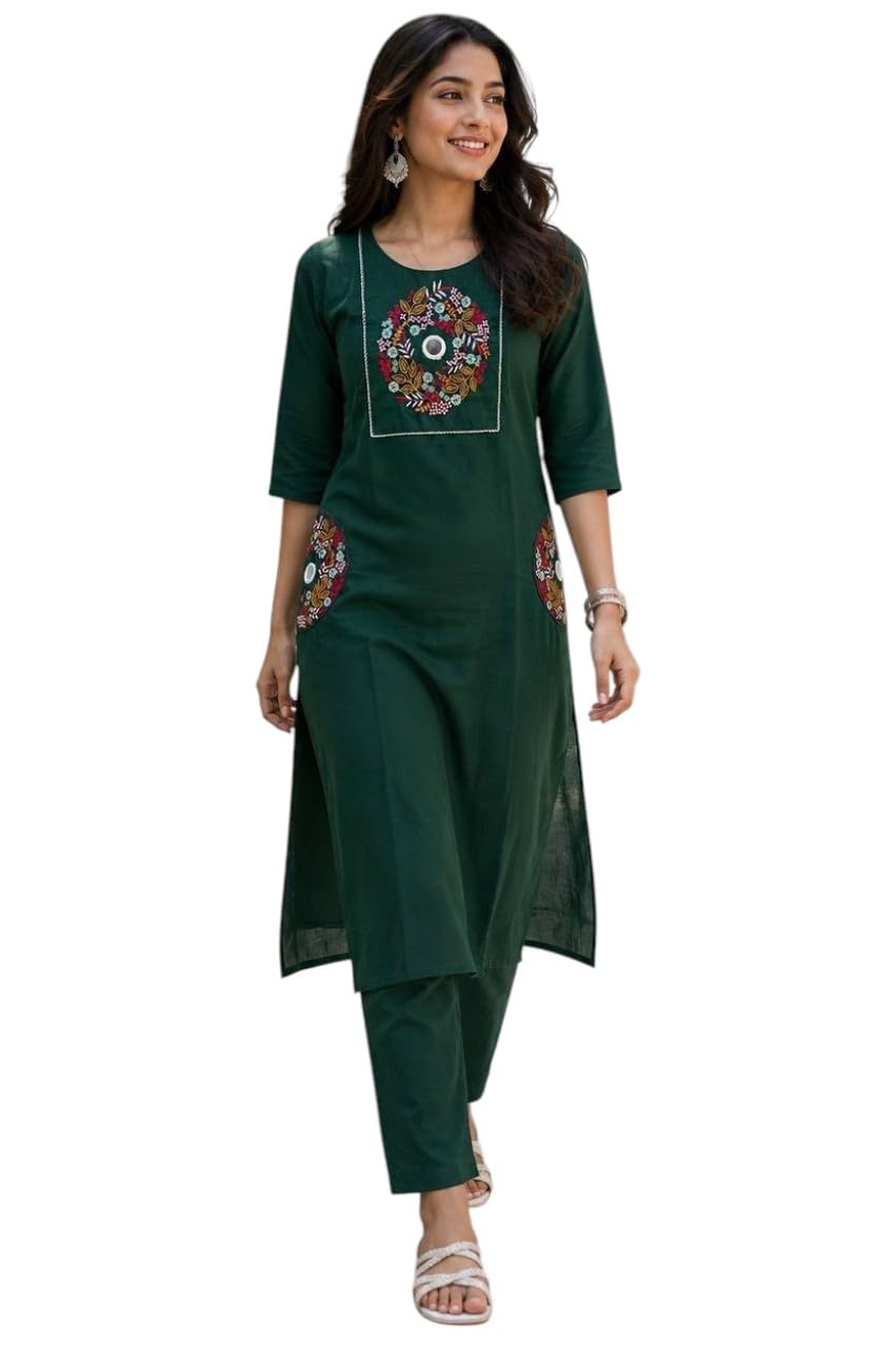 Women's Maroon Embroidered Kurta with Straight Pants Set-picture-47