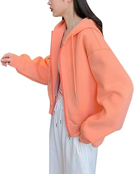 Amazon Co Jp アイシンク 4カラー フルジップ パーカー ショート丈 ドロップショルダー 長袖 部屋着 レディース M Xl 服 ファッション小物