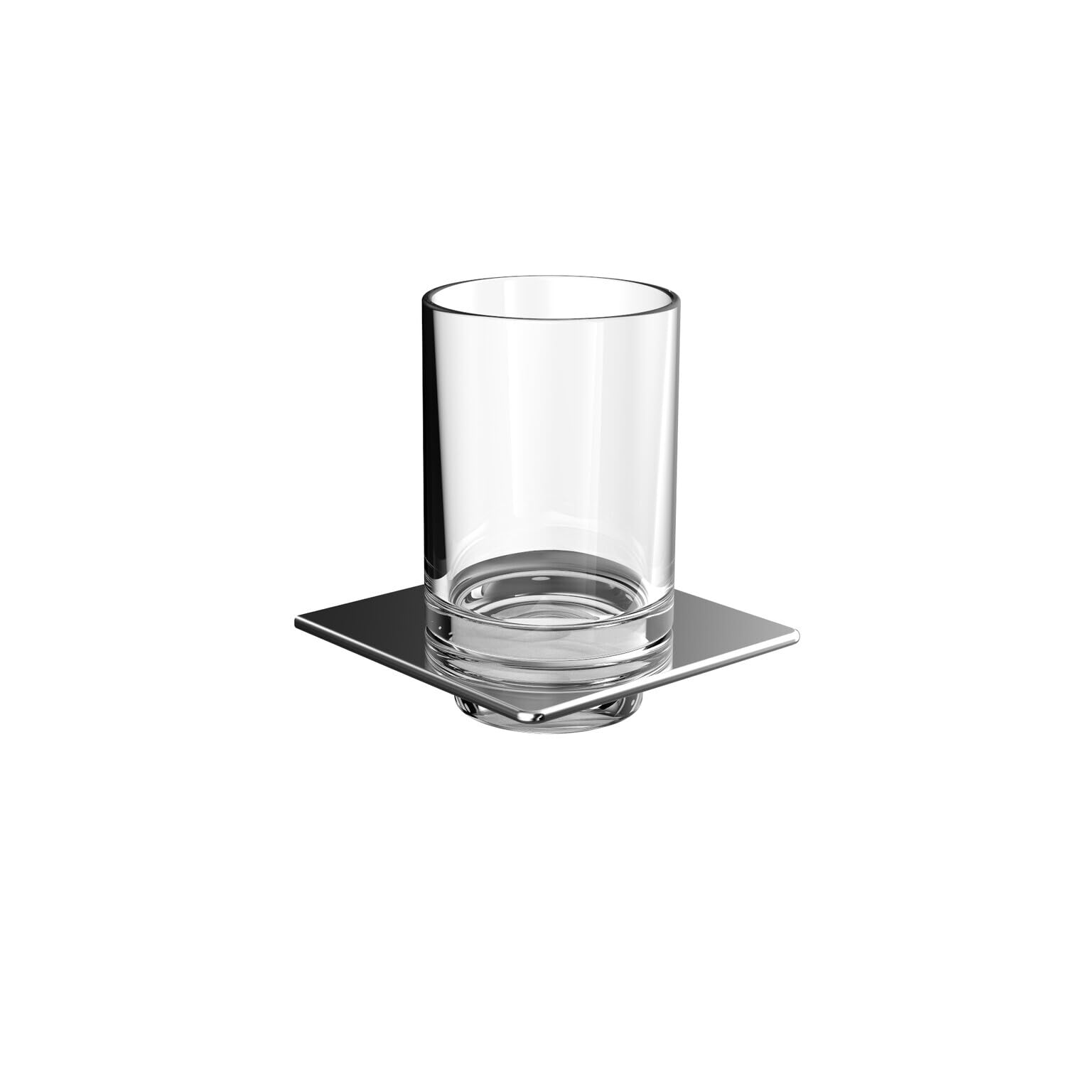 Emco Art Glashalter (Kristallglas klar, Halterung Chrom, Maße 101x101 mm, Zahnputzbecher, Zahnbürstenhalter) 162000102, Normal
