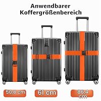 WISYOK Koffergurt, 2 Stück, 130-250cm, Orange, Kofferband Gurt Auffällig – Ansicht 3