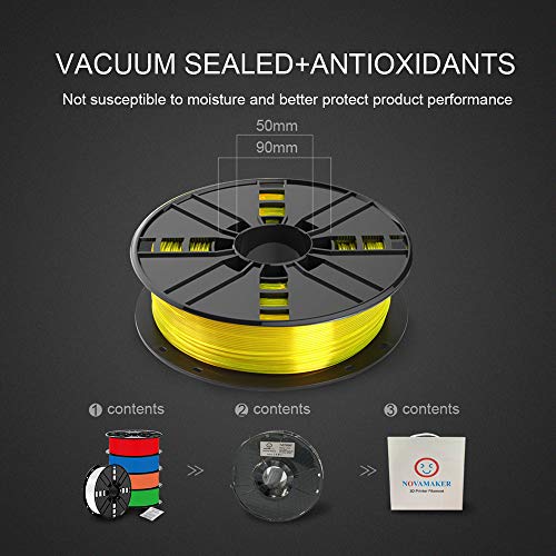 Novamaker Petg 3D Printer Filament 1.75 ,Yellow Petg Filament 1.75Mm, Petg 1Kg Spool(2.2Lbs), Dimensional Accuracy +/- 0.03Mm. #TOP3