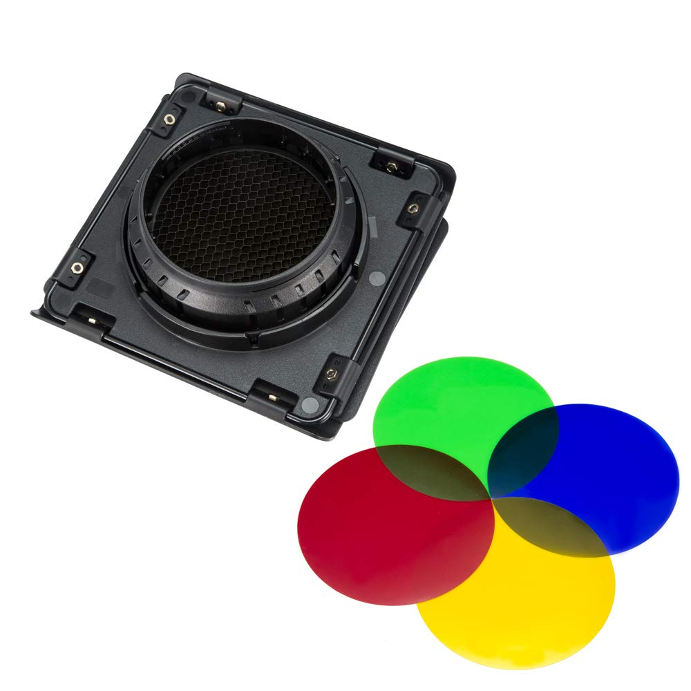 Godox BD-10 Barndoor Kit d'accessoires avec grille nid d'abeille et 4 filtres de couleur pour flash extérieur Godox AD300Pro