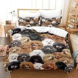 Compañía - Juego de cama con 2 fundas de almohada de microfibra y poliéster, 240 x 260 cm, diseño de perro de Compagnie en 3D