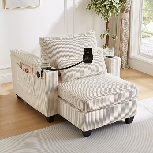 Sillón chaise lounge convertible beige miniatura 1