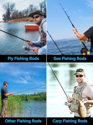 Realure Cinto de suporte de alça de ombro para vara de pesca com protetores, comprimento ajustável d