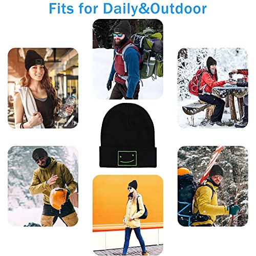 Koesnbre Smile Embroidered Black Beanie Hats For Men Women-Winter Warm Stretchable Fashion Knit Cuffed Beanie Hats For Daily &Outdoor #TOP5