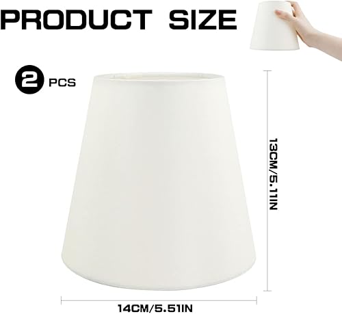 Miniatura 2 de 2 piezas de pantalla pequeña de tela de lino con clip en la bombilla pantalla de tela de barril cubierta de lámpara de lino de repuesto para