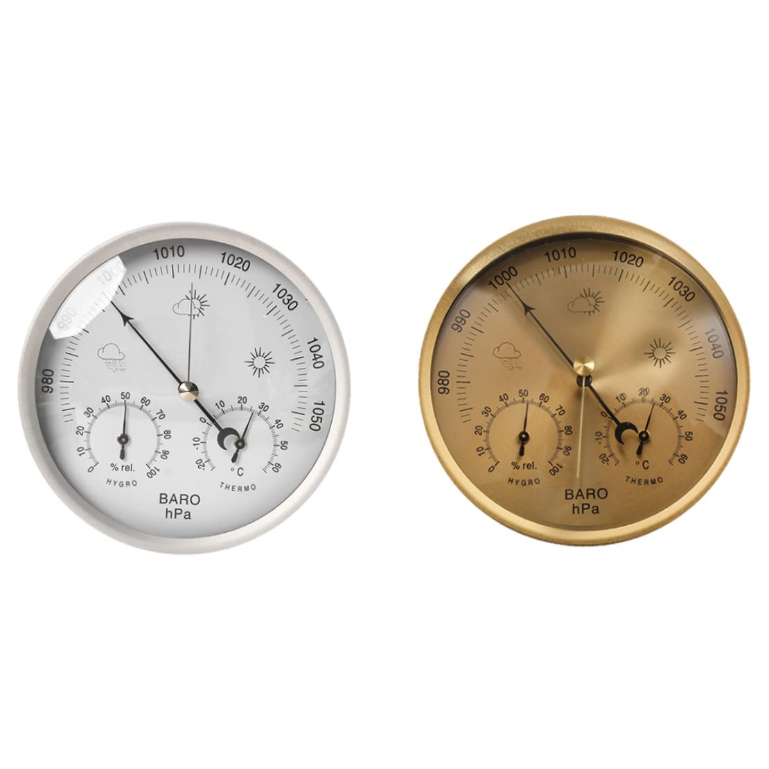 Thermometer Outdoor,Hygrometer 3-in-1 Wall Hanging Barometer No Battery Required of Patio Outdoor Silver