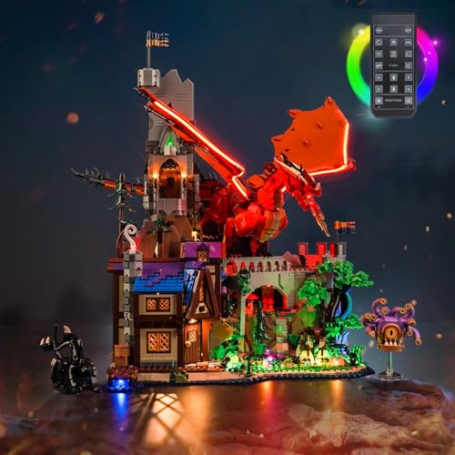 BrickBling LED Light Compatible with Lego Dungeons and Dragons: Red Dragon's Tale, Remote Control Version Lighting Compatible with Lego 21348 (Bricks Not Included)