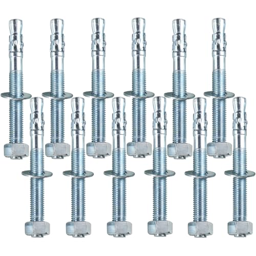 Metalsuberg 5/8″x6″ Wedge Anchors by Zinced of Heavy-Duty Fastener for Cement and Concrete (12pcs Pack)