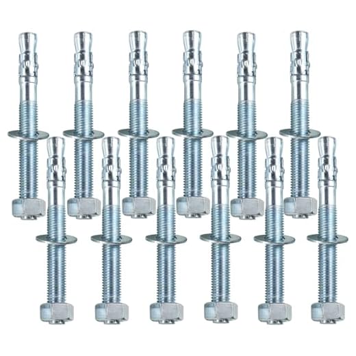 Metalsuberg 5/8"x6" Wedge Anchors by Zinced of Heavy-Duty Fastener for Cement and Concrete (12pcs Pack)
