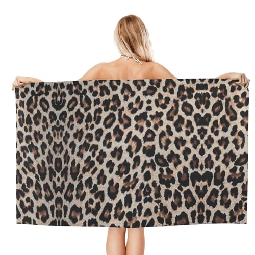 Serviette de bain léopard en microfibre douce et séchage rapide pour voyage