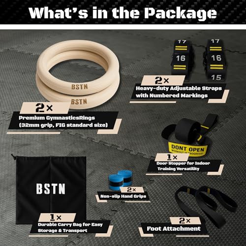 Bestable BSTN Wooden Gymnastic Rings 32mm with Adjustable Numered Straps, Olympic Gym Rings for Gymnastic – Premium Fitness Equipment for Home Workout, Calisthenics, Crossfit & Strength Training - Image 7
