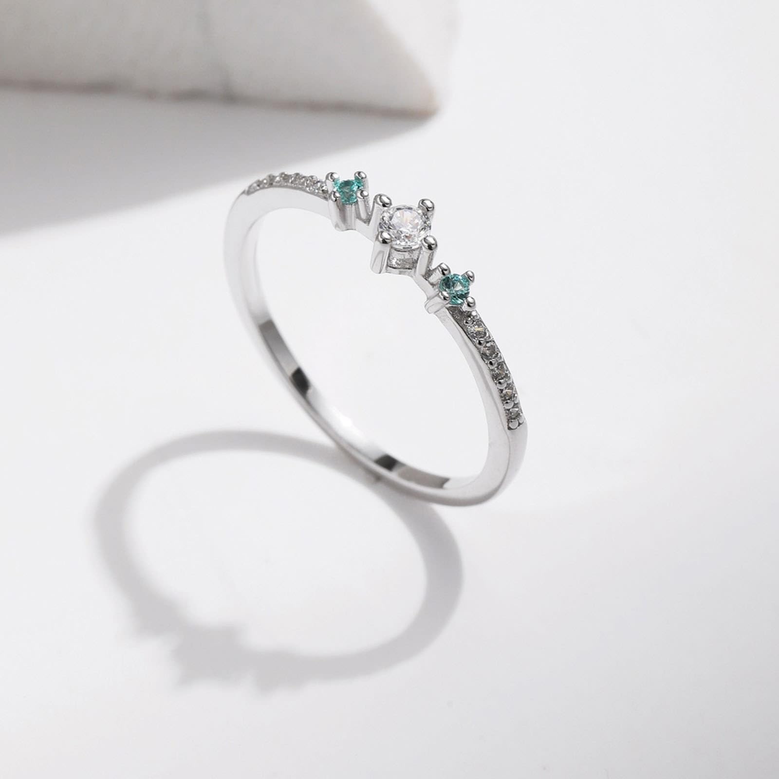 Anillo de oro blanco de 9 K/14 K para mujer, Moissanite, 3 mm, elegante, apilable