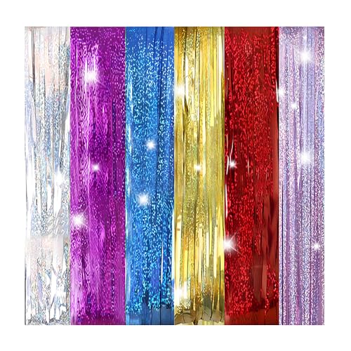 Rideaux à franges métalliques INCAUCA lot de 6 pour décoration anniversaire et mariage 1x2m