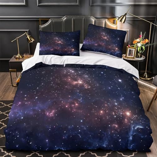 Housse de couette ciel étoilé 140x200 microfibre avec parure de lit imprimée 3D
