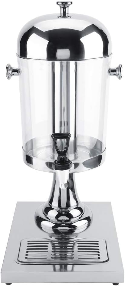 Cold Beverage Dispenser, Stainless Steel Beverage Dispensers Machine for Restaurant Hotel Bar Transparent Round 8L(Silver)