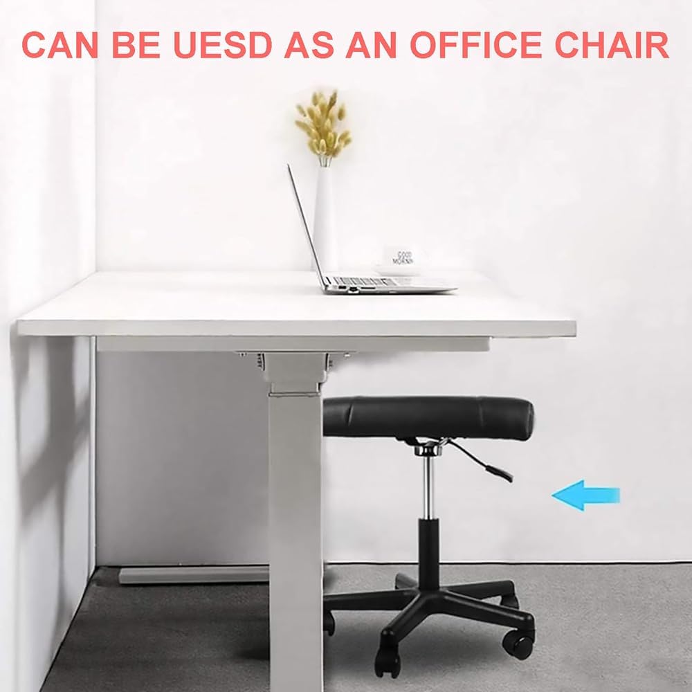 Reposapiés móvil con ruedas, reposapiés con piel sintética, reposapiés ergonómico con ruedas para comodidad en el trabajo, taburete de escritorio de computadora ajustable en altura