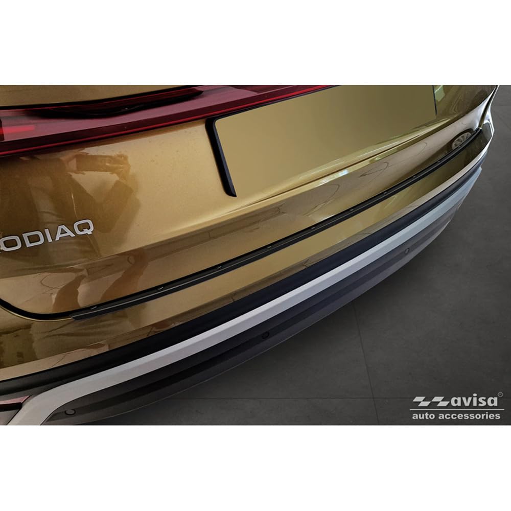 teileplus24 L752 Achterbumperprotector gemaakt van V2A RVS voor Skoda Karoq Facelift 2021- met afschuining, Kleur:Geborsteld zilver