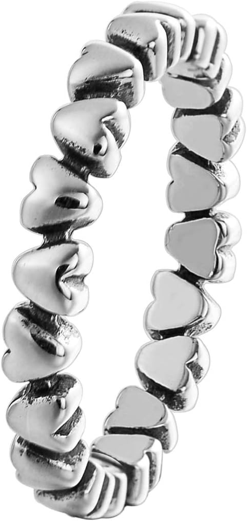 CHANGEABLE Plain Band Heart Rings - Solid 925 Sterling Silver # Size 9, Vintage