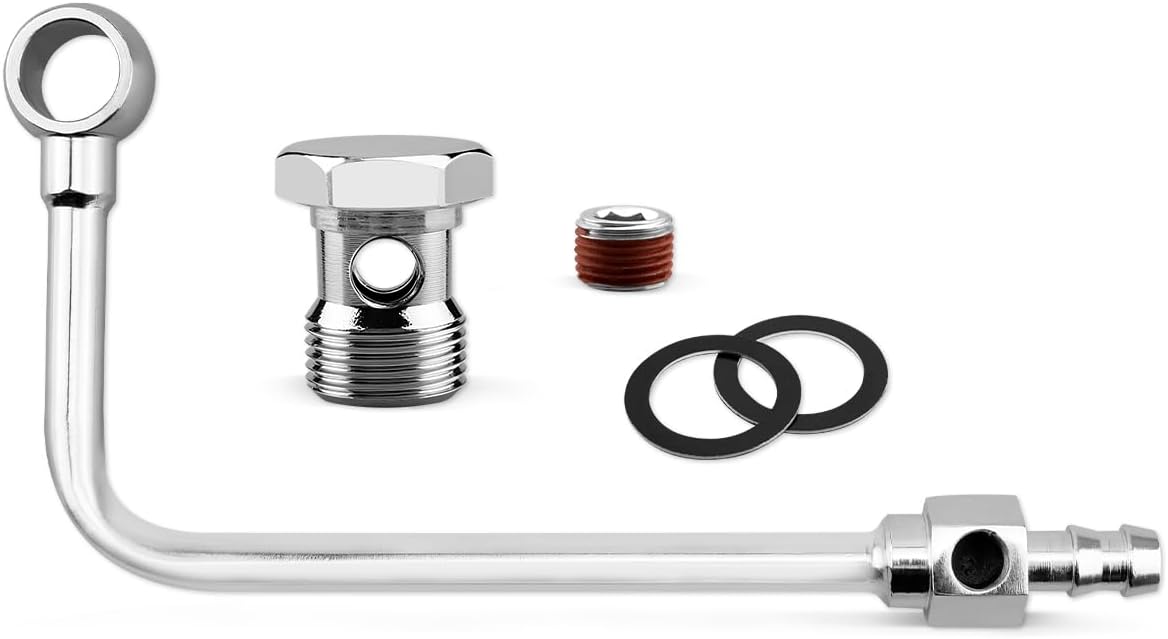 8126 Chrome Fuel Line Single Feed Kit with 3/8 Barb Fitting, Fit for Mitsubishi i-MiEV ES 2012 4-Door Battery EV