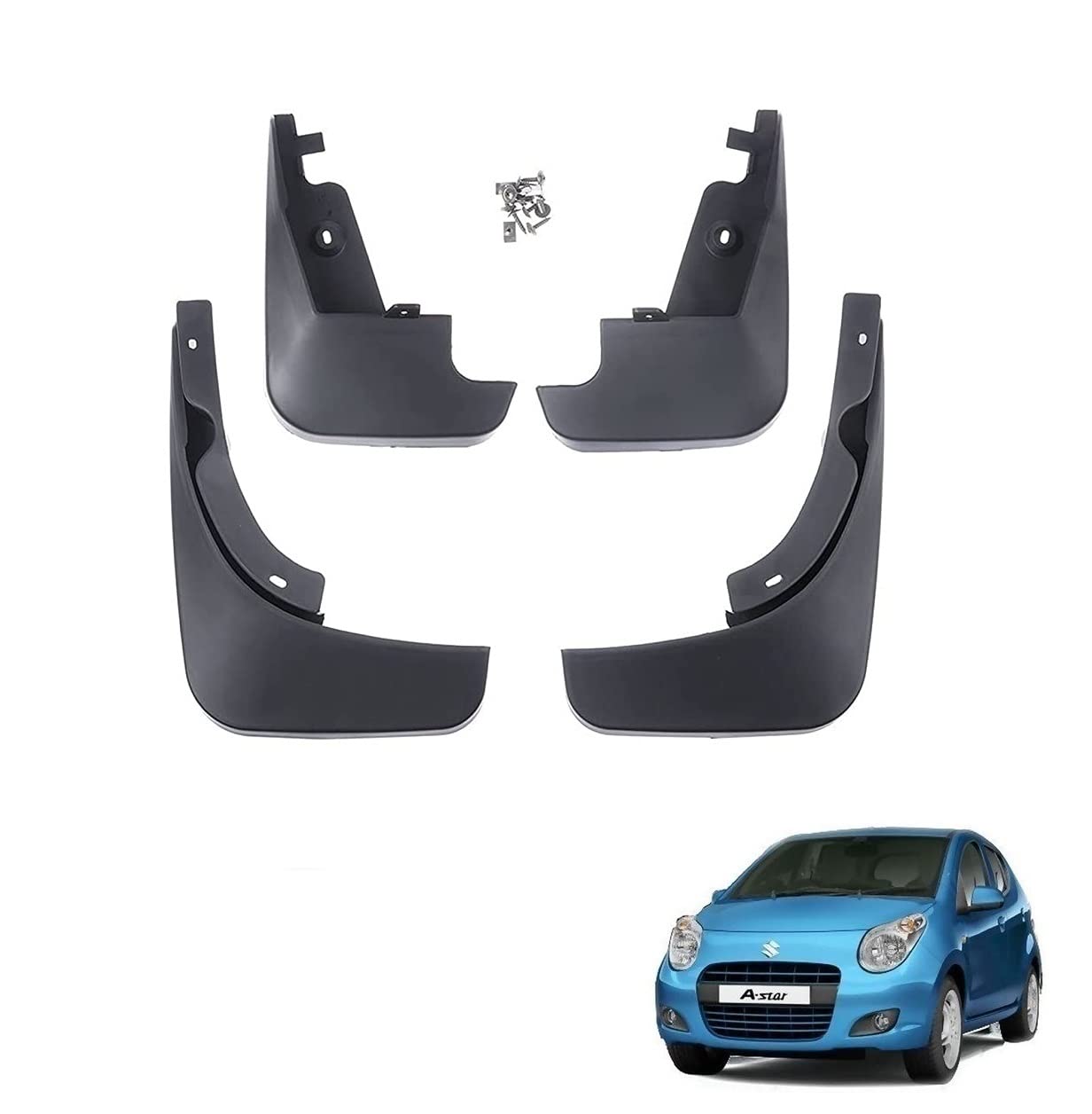 Kozdiko Car O.E Type Custom Fit Front and Rear Mud Flap Guard Compatible for Maruti Suzuki A-Star