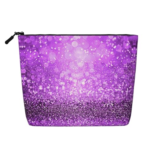 Faux sac de voyage en chanvre violet étincelant à paillettes pour femme, grande capacité, trousse de maquillage pour usage quotidien, organiseur à...