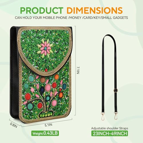 Small Beaded Crossbody Bag for Women, Boho Cell Phone Shoulder Purse Wallet with Handcrafted Colorful Beads3