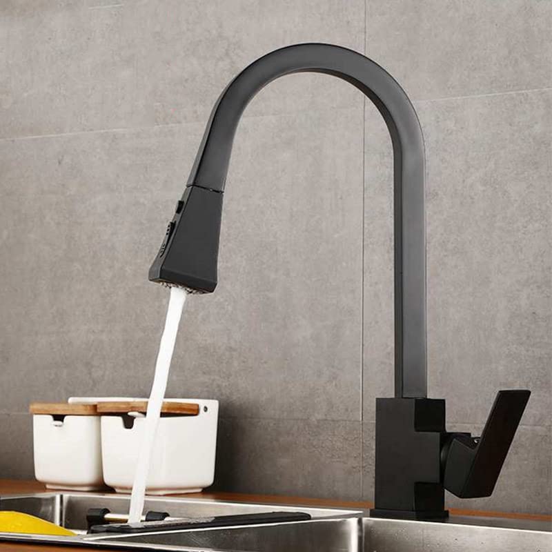 Mitigeur de cuisine noir mat avec douchette pour évier de bar commercial