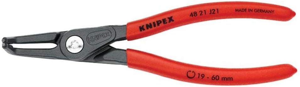 Knipex Precision Circlip Pliers for internal circlips in bore holes grey atramentized, with non-slip plastic coating 165 mm (self-service card/blister) 48 21 J21 SB