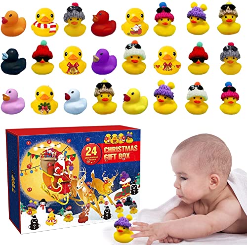 K.KIECHEL® Calendrier Avent Noël 2022,Calendrier De L'avent Bebe,Calendrier De L'avent Canard en Caoutchouc 2022,Bebe 24 Petits Canards en Caoutchouc Cover
