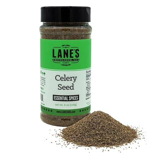 Lane's Celery Seed Seasoning, All-Natural Celery Seed Spice For a Healthier Dishes to Accommodate Meats, Veggies, Seafood, Made in USA, 8 oz (226g)