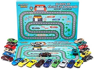 KreativeKraft Advent Calendar 2022 Kids Car Advent Calendars With 24 Diecast Mini Racing Cars To Reveal, Countdown To Christmas Calendars For Boys, Girls - Includes Fold Up Racetrack Playing Mat
