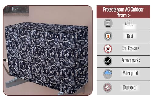 Image of The Furnishing Tree 1 Ton Split AC Cover for Indoor and Outdoor Units Self Pattern Blue