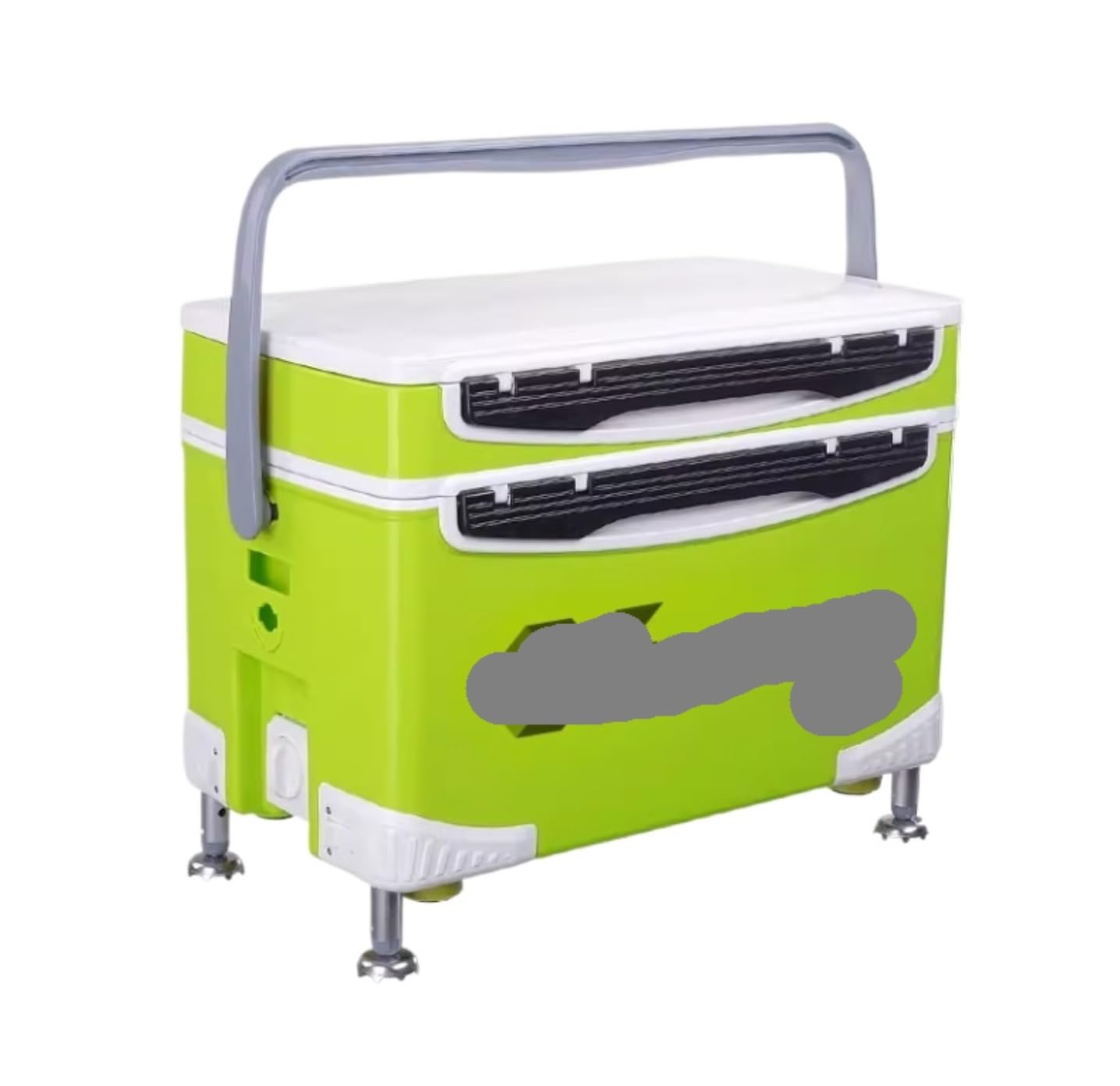 Angelbox Doppelschichtiger Angelbox-Sitz 32L Große Kapazität Mit Hebebein Für Outdoor Camping Picknick Wandern Angelkoffer(Grün)