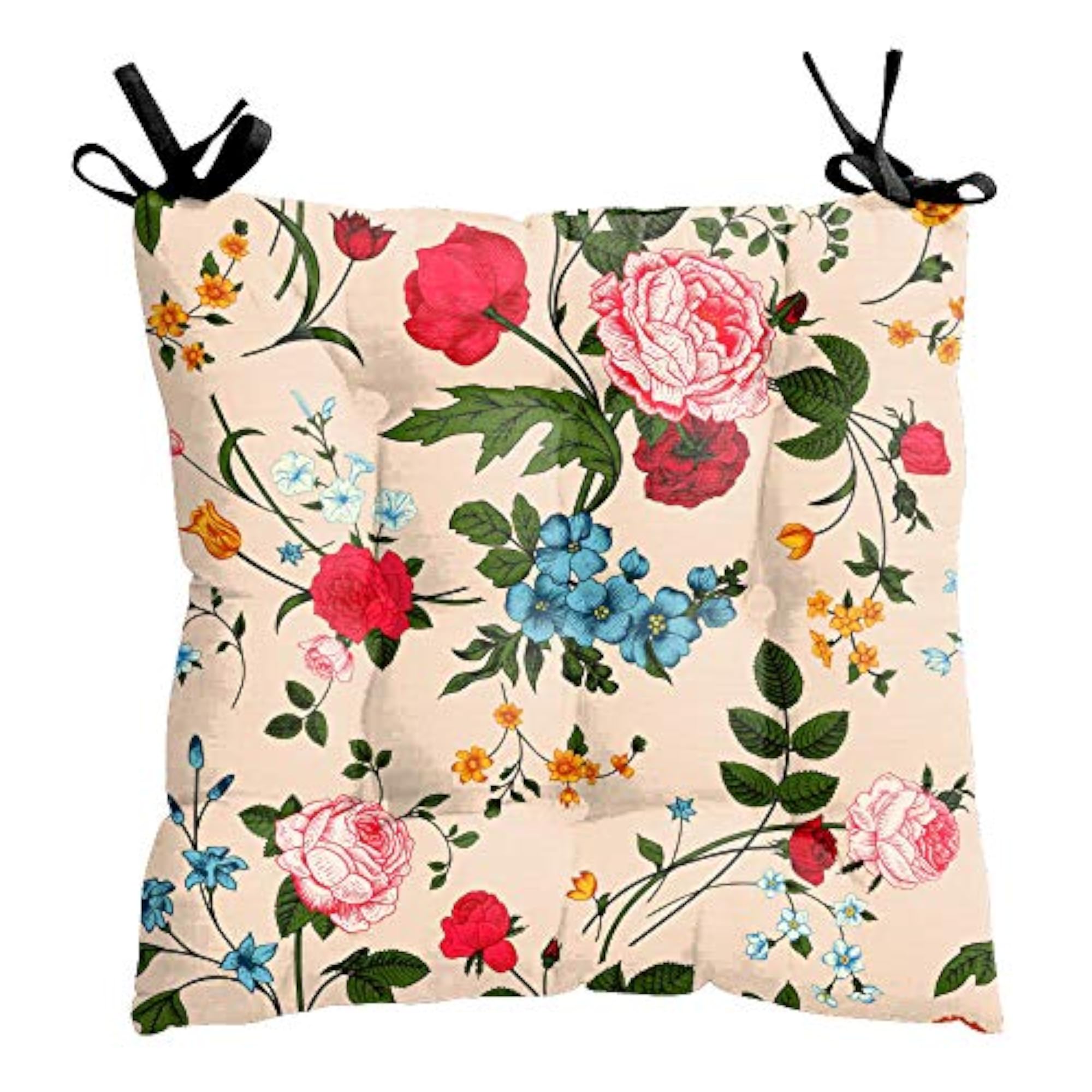 Nature's Polyester Chair Pads, Square Seat Cushions with Ties