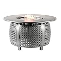 Round 44 in. x 44 in. Aluminum Propane Fire Pit Table with Glass Beads, Two Covers, Lid, 57,000 BTUs in Grey Finish