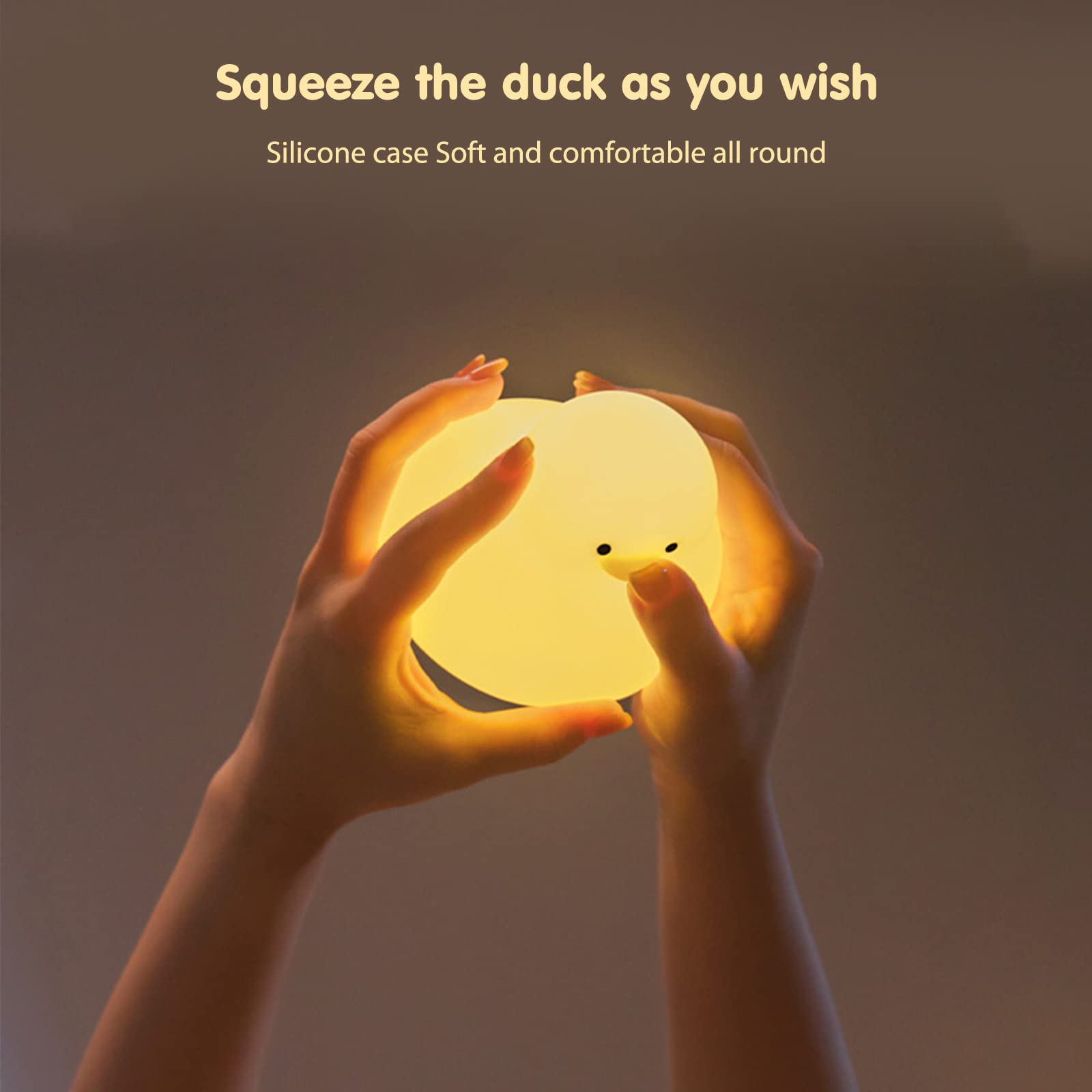 Kaczki Lampka nocna dla dzieci, Śliczne kaczki Silikonowa lampka nocna do pokoju dziecięcego, Akumulator Przedszkole Baby Night Light Touch Light Ozdoba na biurko Prezenty dla dzieci Chłopcy Dziewczęt