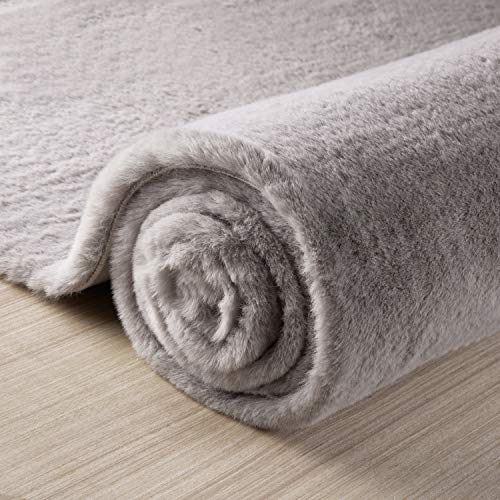 Ashler Home Deco Ultra Soft Faux Rabbit Fur Chair Couch Cover Area Rug For Bedroom Floor Sofa Living Room Grey Rectangle 3 X 5 Feet #TOP4