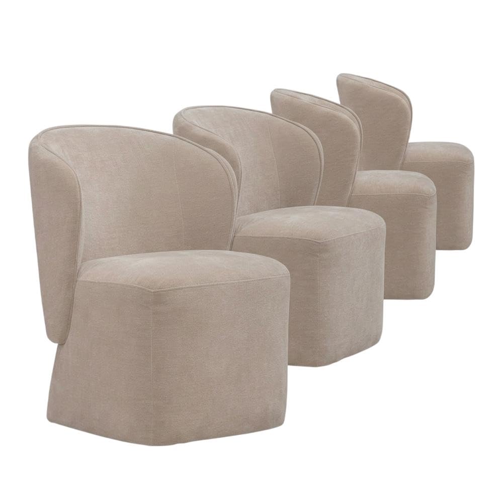 Solid Wood Upholstered Dining Chair with Castors by Starlight Canyon Home – Solid Hardwood,Plywood, Brown, Pack of 4