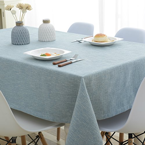 Nhomy Cotton Linen Tablecloth Blue Solid Tablecloth For Kitchen Rectangular Tablecloth Decorative Table Cloth (Blue, 51" X 86") #TOP3