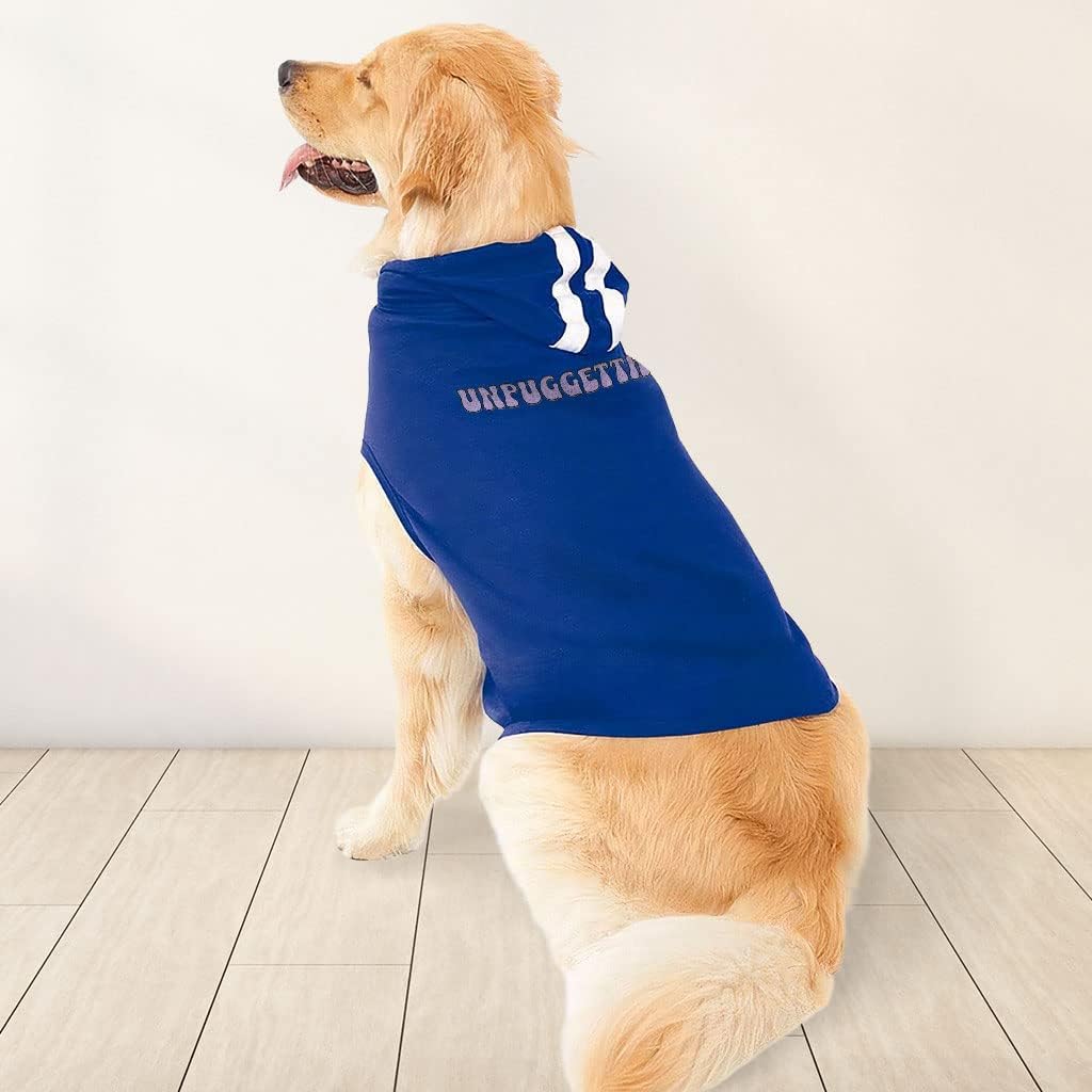 Pug Themed Dog Shirt with Hoodie - Creative Dog Hoodie - Graphic Art Dog Clothing - Black White, XL