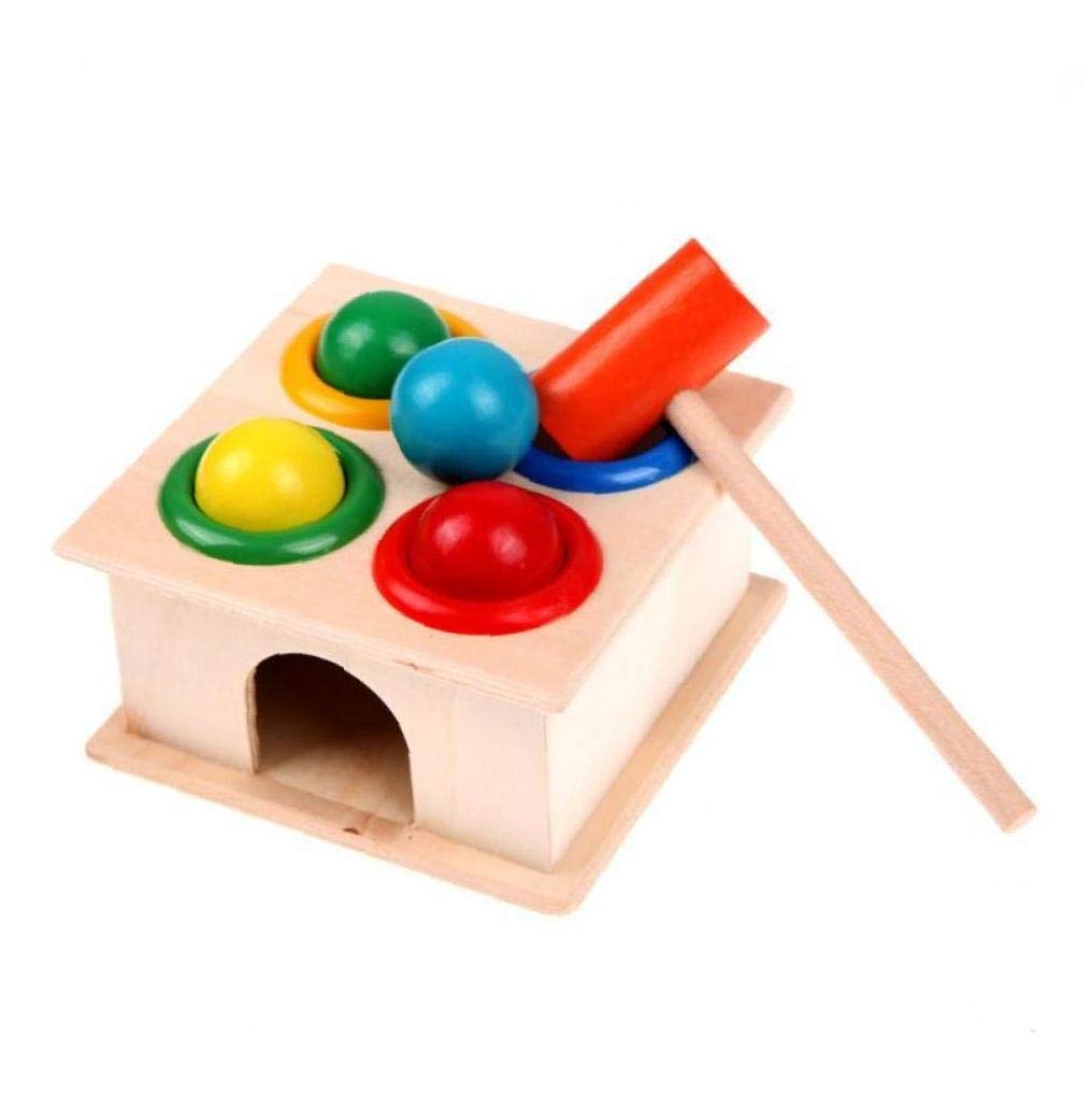 Aisoway Wooden Hammering Ball Montessori Early Educational Hamster Game Box Toys for Kids